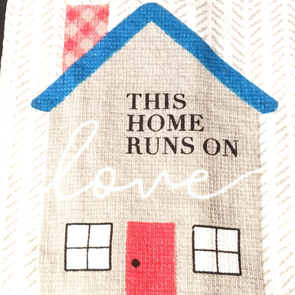 New 2 Piece Set Kitchen Hand Dish Tea Towels House Decor This Home Runs On Love